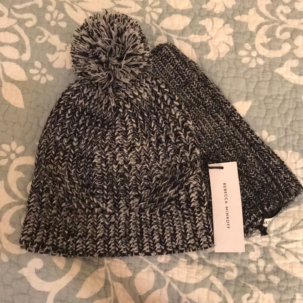 NWT Rebecca Minkoff beanie + arm warmer set